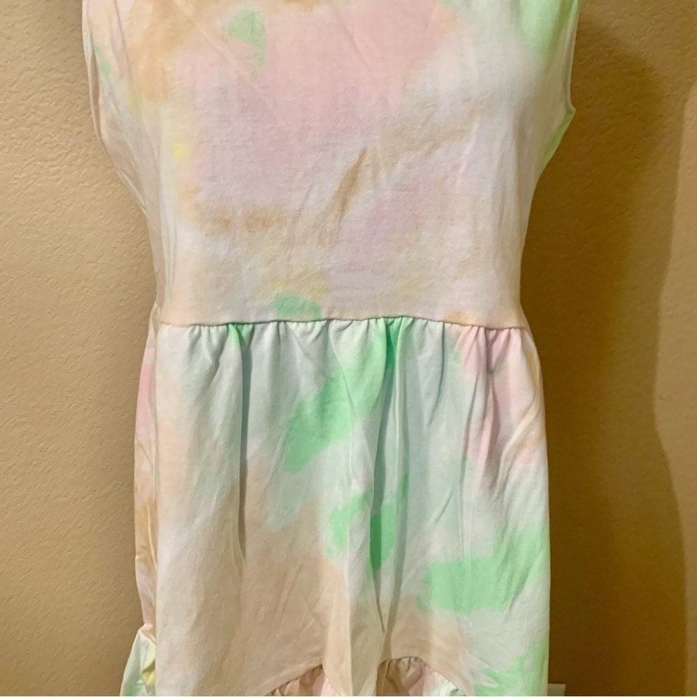 NWT Love, Fire Dress XL Jrs Pastel Green Pink TieDye Cotton Mini Sleeveless NEW - Picture 3 of 16